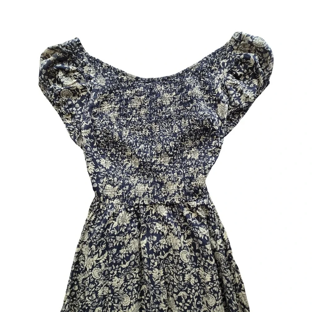 Free People Maxi Dress Black Floral Smocked NWT Open Back MD Boho Festival